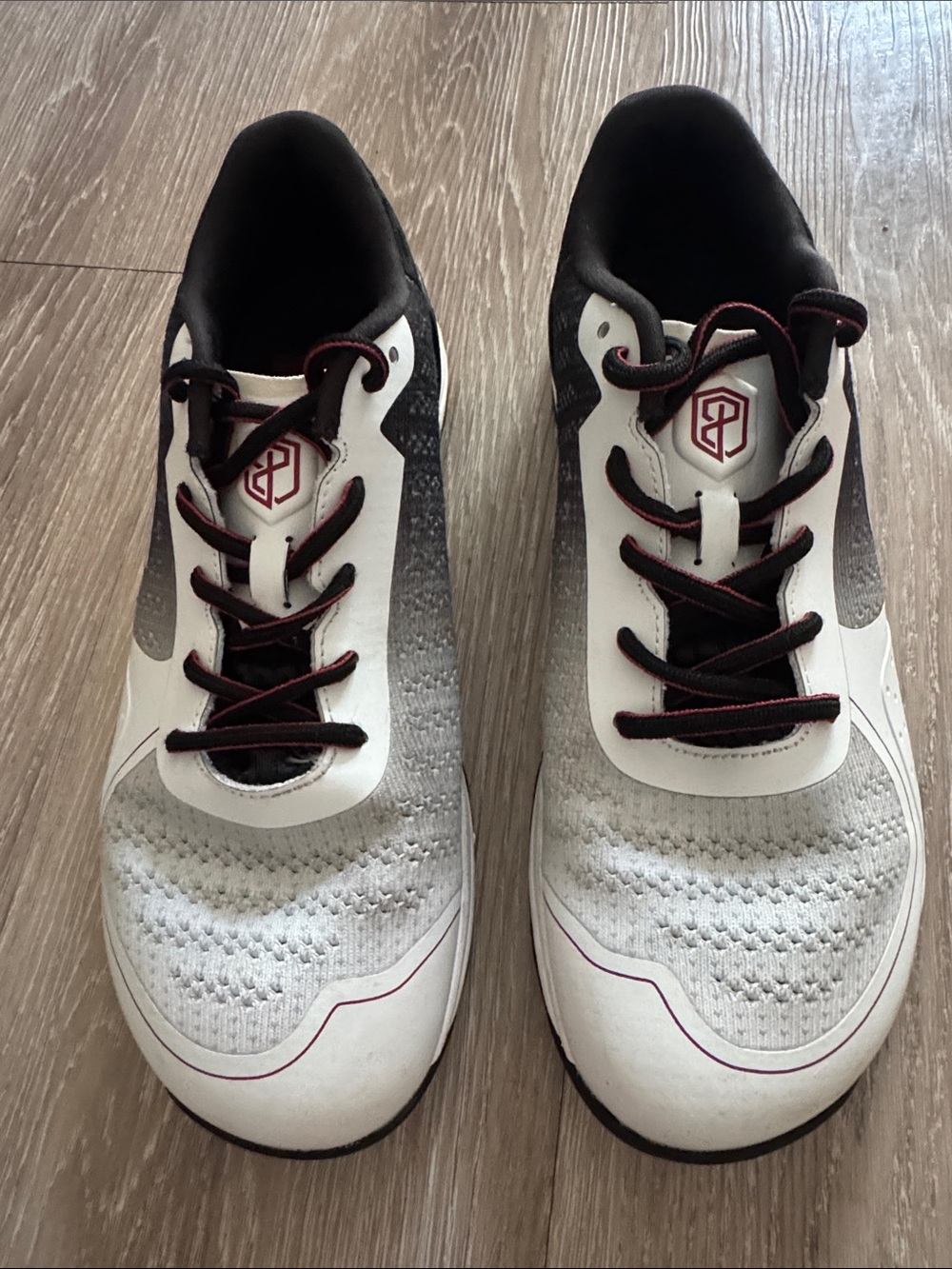 Born Primitive Men's White Athletic Sneakers with Black & Maroon Accents